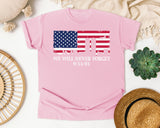 We Will Never Forget Navy 2 graphic tee in Blossom