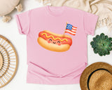 Hot Dog With Flag graphic tee in Blossom