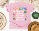 100 Days Smarter Kinder Stronger Braver Brighter graphic tee in Blossom