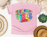 First Grade Vibes Marquee graphic tee in Blossom