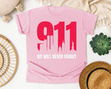We Will Never Forget White graphic tee in Blossom