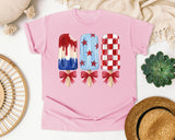 Patriotic Popsicles With Bows graphic tee in Blossom