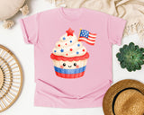 Patriotic Cupcake With Flag graphic tee in Blossom