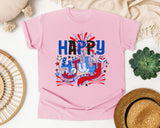 Happy 4th July graphic tee in Blossom