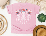 Patriotic Skeleton Trio White 2 graphic tee in Blossom