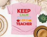 Keep Calm I Am A Teacher graphic tee in Blossom