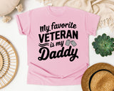 My Favorite Veteran Is My Daddy White graphic tee in Blossom