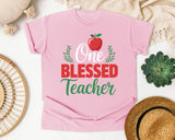 One Blessed Teacher Apple graphic tee in Blossom