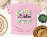 New Friends New Adventures graphic tee in Blossom