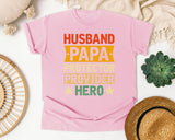 Husband Papa Protector Provider Hero graphic tee in Blossom
