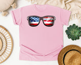 American Flag Sunglasses graphic tee in Blossom