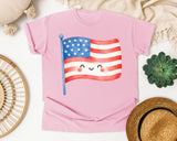 Smiling American Flag graphic tee in Blossom