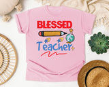 Blessed Teacher Pencil graphic tee in Blossom