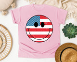 American Flag Smiley Face graphic tee in Blossom