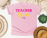 Teacher Mode On Sparkle graphic tee in Blossom