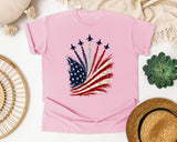 American Flag Firework Burst graphic tee in Blossom