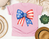 Patriotic Flag Bow Blue graphic tee in Blossom