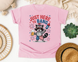 Just Here To Bang graphic tee in Blossom