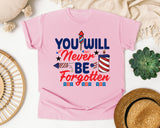 You Will Never Be Forgotten graphic tee in Blossom