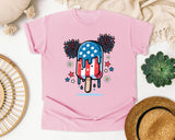 Patriotic Popsicle Fireworks graphic tee in Blossom
