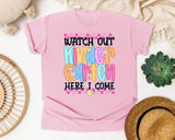 Watch Out Kindergarten Here I Come graphic tee in Blossom