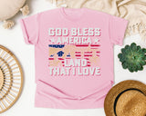 God Bless America Land That I Love Pink graphic tee in Blossom