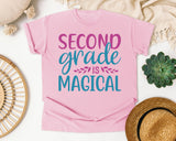 Second Grade Is Magical Script graphic tee in Blossom