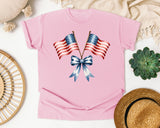 Crossed American Flags graphic tee in Blossom
