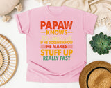 Papaw Knows Everything graphic tee in Blossom
