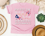 Patriot Day Remembering September 11 graphic tee in Blossom