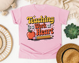 Teaching Is A Work Of Heart Brown graphic tee in Blossom