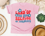 Land Of The Free Because Of The Brave Red graphic tee in Blossom