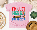 Im Just Here For Recess graphic tee in Blossom