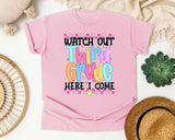 Watch Out Third Grade Here I Come graphic tee in Blossom