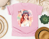 Woman In Uncle Sam Hat graphic tee in Blossom