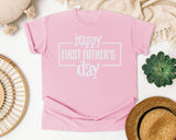 Happy First Father's Day White 2 graphic tee in Blossom