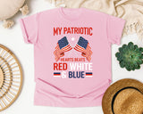 My Patriotic Heart Beats Red White And Blue graphic tee in Blossom