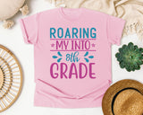 Roaring My Into 8th Grade graphic tee in Blossom