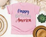 Happy Birthday America Grey graphic tee in Blossom