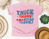 Thick Thighs American Vibes graphic tee in Blossom