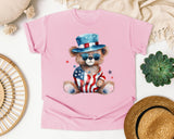 Bear In Patriotic Outfit graphic tee in Blossom
