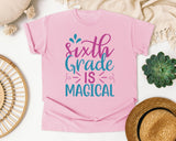 Sixth Grade Is Magical Script graphic tee in Blossom