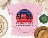 Patriot Day We Will Never Forget Red 3 graphic tee in Blossom