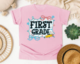 First Grade Notebook Bow graphic tee in Blossom
