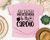 Homeschool Is My Cardio graphic tee in Blossom