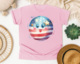 Patriotic Smiley Ball graphic tee in Blossom