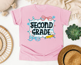 Second Grade Notebook Bow graphic tee in Blossom