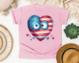 Patriotic Heart With Eyes graphic tee in Blossom