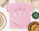 Patriotic Skeleton Trio Pink graphic tee in Blossom
