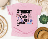 Straight Outta 4th Grade Alarm Clock graphic tee in Blossom